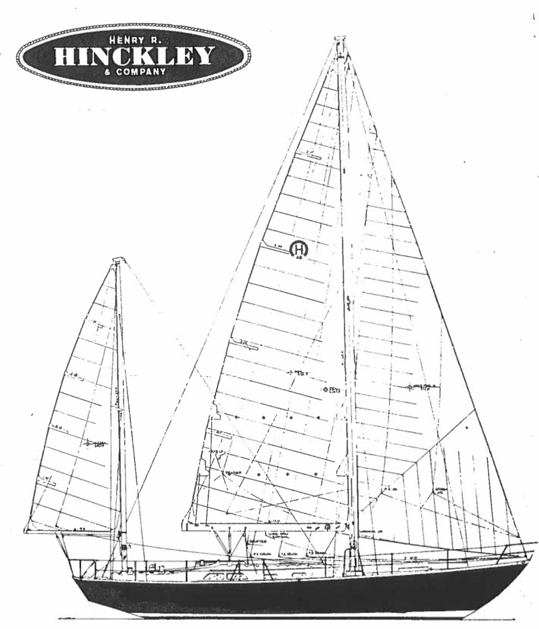 The Hinckley Sou’wester sail plan from the original brochure