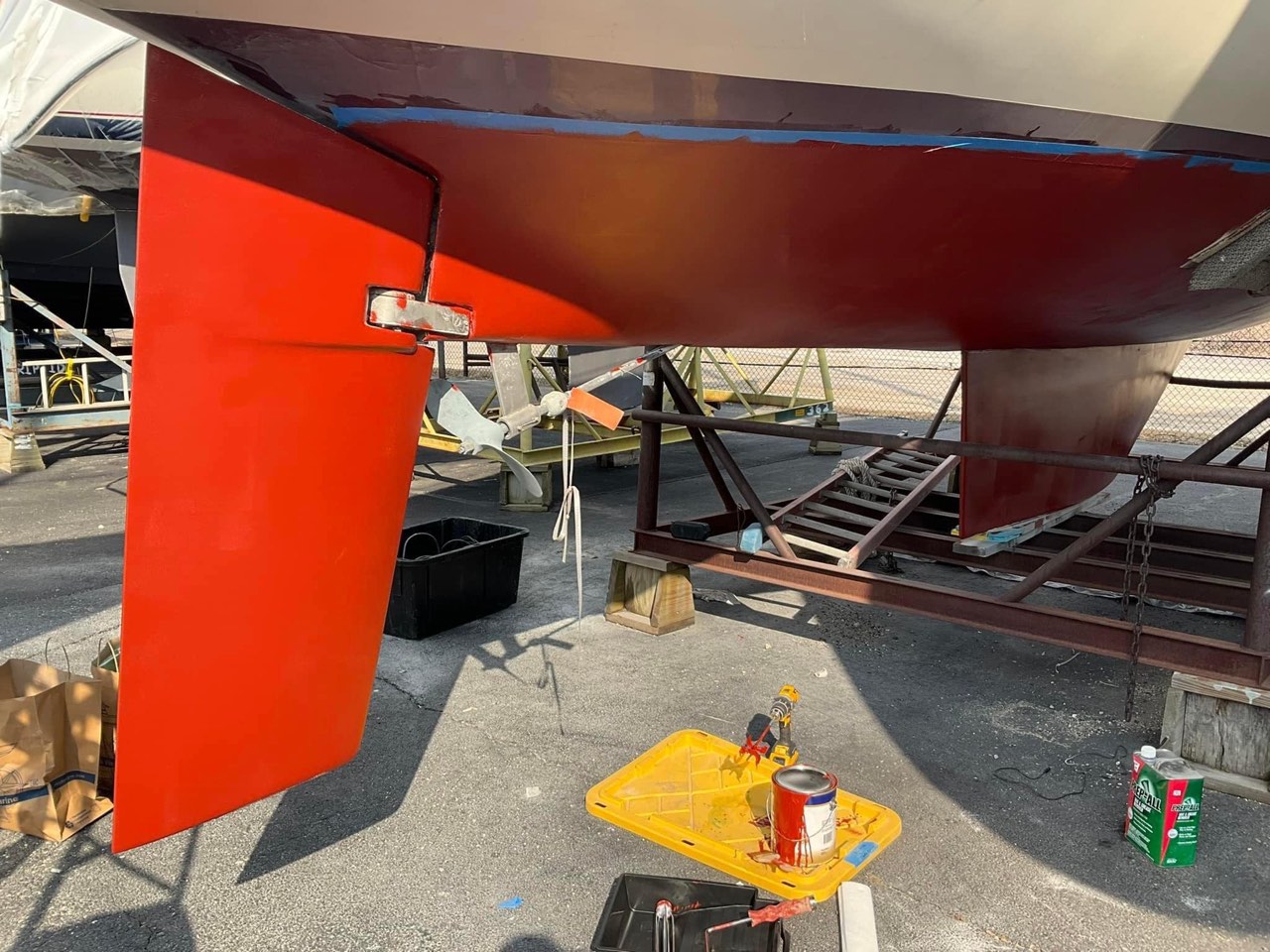 1 year ago, today: Painting the boat bottom in Waukegan on a cold winter day… - photo 3